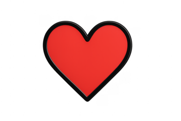 Red 3d heart symbol with black outline