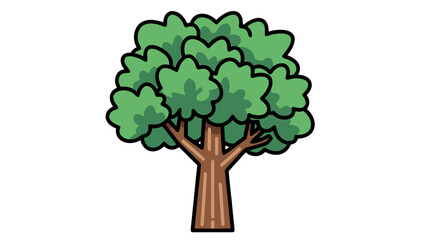 Pixel Art Style Deciduous Tree With Green Leaves And Brown Trunk Set Against A Black Background Simple Digital Illustration