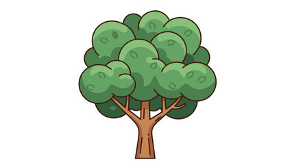 Pixel Art Style Green Tree With Brown Trunk And Branches On A Black Background Simple Nature Element