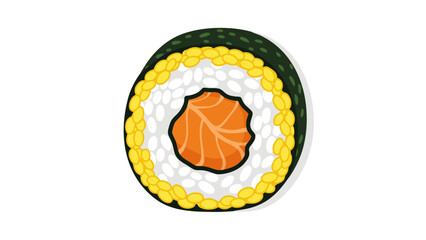 Pixel Art Sushi Roll With Salmon and Roe on Black Background