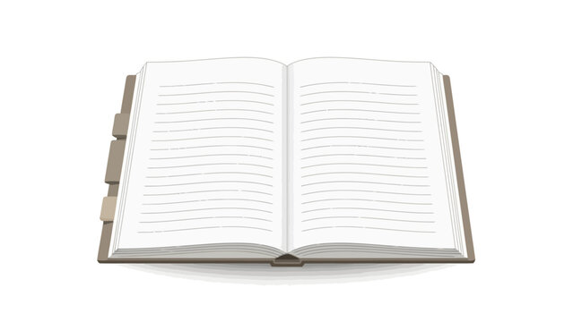 An open lined notebook or book with tab dividers on a white background