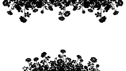 Elegant floral border with roses silhouette for invitations and cards creation