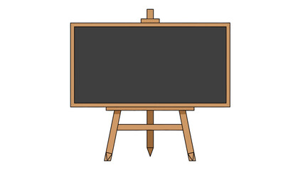 Black chalkboard on a wooden easel against a white background