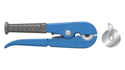 Blue handled tool with a removable circular cutting wheel