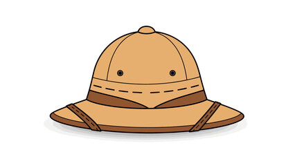 Cartoon drawing of a tan pith helmet with a dark brown band and trim