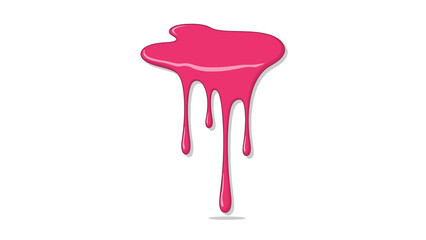 Bright pink viscous liquid dripping downwards in stylized illustration