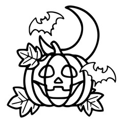 traditional autumn Halloween outline drawing