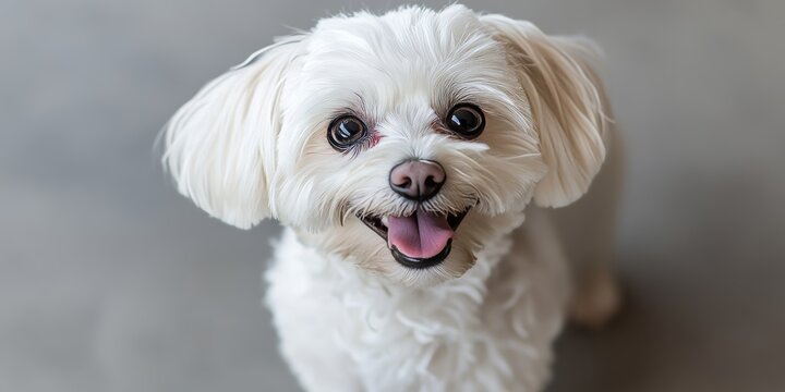 Adorable Little White Dog with a Happy Expression, Smiling Maltesian Close Up for Joyful Themes