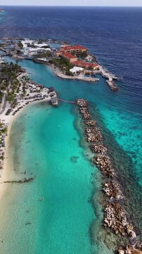 4K 60FPS Cinematic Footage: Mambo Beach Flyover, Curacao Resort and Sea Aquarium.