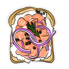 Smoked Salmon Toast with Cream Spread
 
