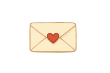 Love letter envelope with red heart drawing