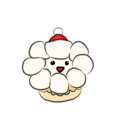 Christmas Poodle Cupcake, Holiday Dessert Graphic
 
