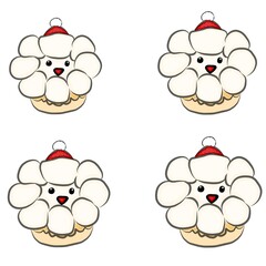Christmas Poodle Cupcake Variations Set, Illustrated Holiday Graphic Collection
 
