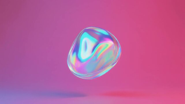 Holographic foil logo texture on flat pastel pink background. Minimalist glossy 3D spectrum reflections suitable for Gen Z luxury branding and pop aesthetics.