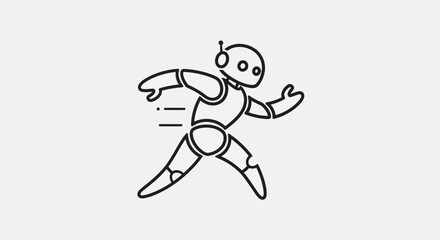 Running Robot - A Dynamic Line Art Illustration of a Futuristic Android.