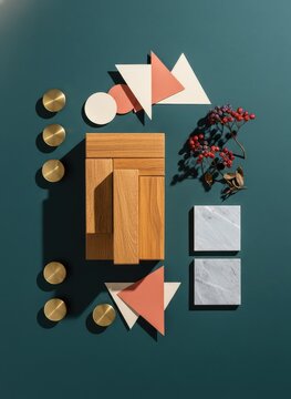 Modern Interior Moodboard with Brass Accents and Natral Textures