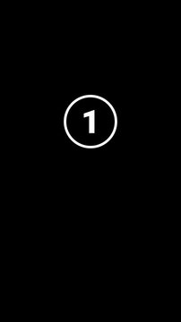 Countdown number animation with circular design (vertical video, cuttable, transparent background)