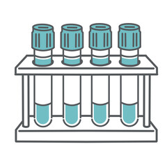 試験管立てに並んだ採血管（スピッツ）のイラスト素材（検体セット）