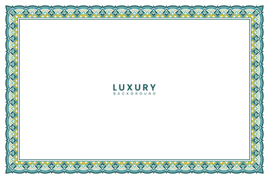 Colourful frame design. Luxury line border for wedding invitation card, announcement or certificate. Islamic rectangle page border pattern