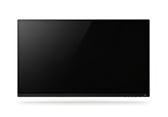 Flat panel display screen shows a reflective black surface against a pure white background