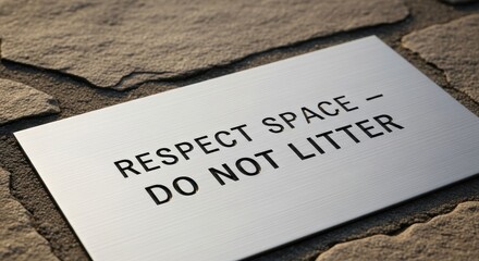 Metal Sign Displaying Respect Space Do Not Litter Message on Textured Surface