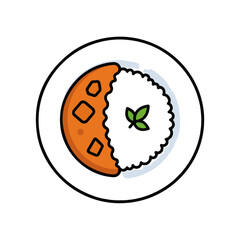 Simple Rice and Curry Plate Illustration for Food Designs