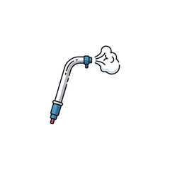Steam Cleaner Nozzle with Steam Icon on White Background