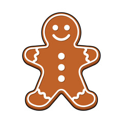 Smiling Gingerbread Man Cartoon with White Background