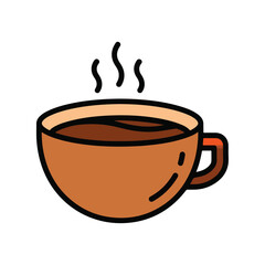 Steaming Coffee Cup Icon for Modern Cafe Designs