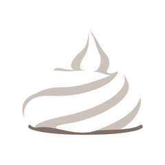 Swirled Cream Dessert Icon, Minimalist Food Graphic, Isolated Design