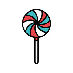 Swirly Lollipop Icon with Red, Blue, and Black Outline