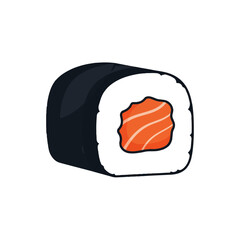 Sushi Roll Illustration Salmon, Rice, and Nori Seaweed