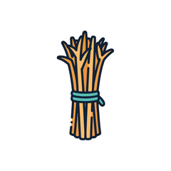 Wheat Bundle Icon with Blue Tie for Harvest Themes