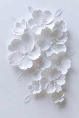 ペーパークラフト調・立体桜フラワー背景