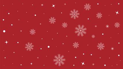 Seamless pattern red Christmas background vector; Snowflakes repeating wallpaper template; Winter holiday illustration