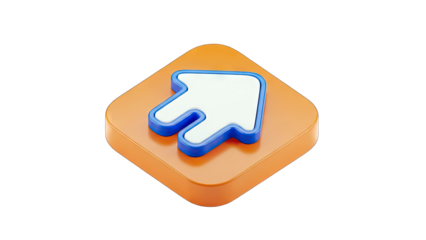 Cursor Arrow Clicking on Orange Button - 3D Render