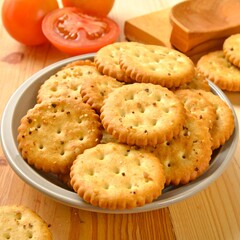 Savory Crackers with Tomato Slices - A Delicious Snack.