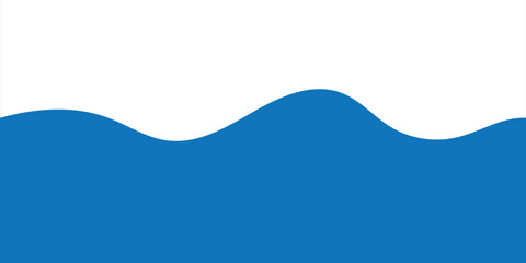 Blue Wave Abstract Landscape With Smooth Curved Horizon Under White Sky