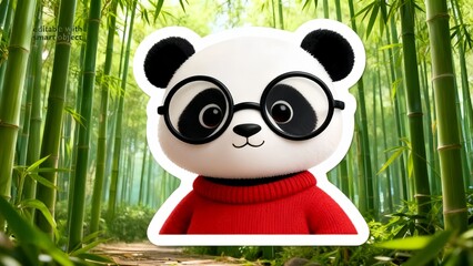 panda, bear, animal, bamboo, illustration, cute, zoo, wildlife, fun