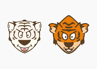 Tiger head cartoon. Cute illustration of tiger face. Vector design