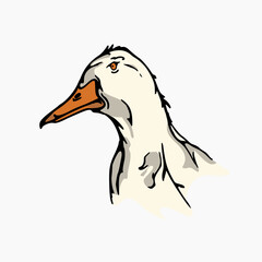 duck head cartoon. Cute illustration of animal face. Vector design