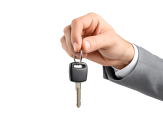 Professional Hand Delivering Car Key on a transparent background