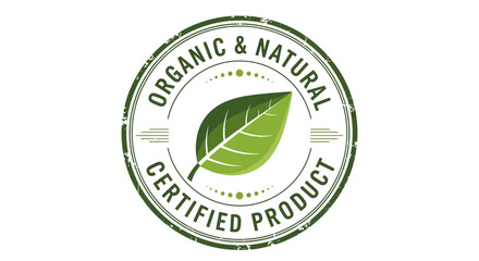 Organic and natural certified product green leaf logo on