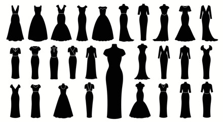 Collection of various black dress silhouettes