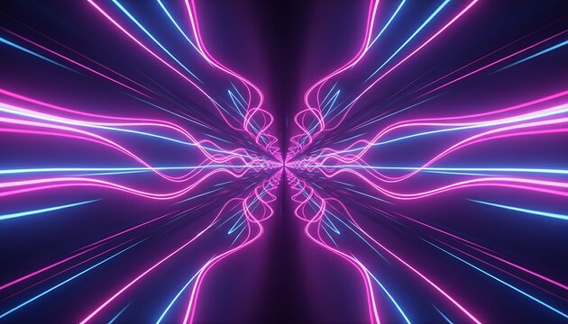 Abstract Neon Pink and Purple Wavy Energy Field