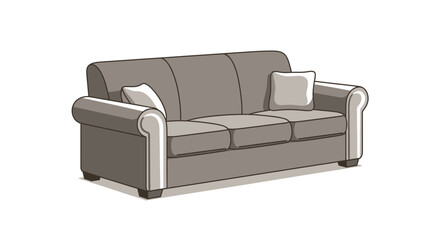 Gray sofa with two cushions on