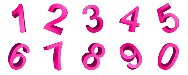 Soft pink 3D numbers in simple typography, floating gently with smooth surfaces and delicate shadows.