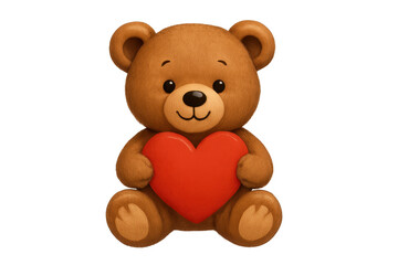 Fototapeta premium Teddy bear holding red heart celebrating love