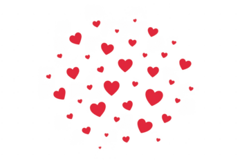 Red hearts pattern on transparent background