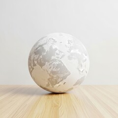 Decorative Globe Sphere on Wooden Surface in Minimalist Setting